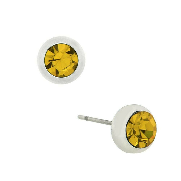 Tiny Crystal Earring 6mm Small Stud Post Birthstone NOVEMBER Topaz Stone Jewelry - PalmTreeSky