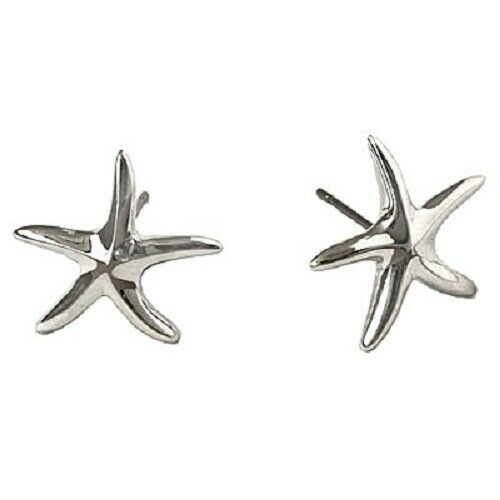 Starfish Earrings Small Plain Metal 1cm Studs Post Sea Life Beach Jewelry SILVER - PalmTreeSky
