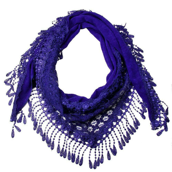 Spring Scarf Summer Lightweight Lace Solid Tassel Fringe Wrap Around Shawl RBLU - PalmTreeSky