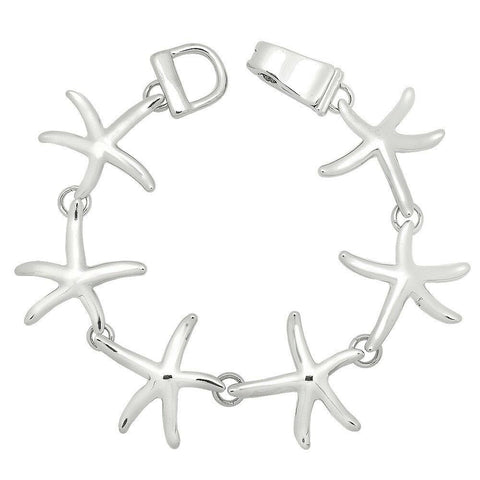 Starfish Bracelet Chain Link Magnetic Closure Clasp Silver Beach Sea Life Fish - PalmTreeSky