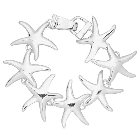 Starfish Bracelet Chain Link Magnetic Clasp Plain Metal SILVER Sea Life Jewelry - PalmTreeSky