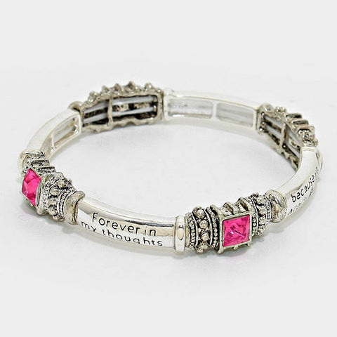 Sisters Blessing Bracelet Stretch My Friend SILVER PINK Faith Quote Jewelry - PalmTreeSky