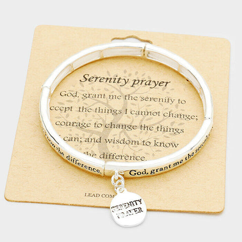 Serenity Prayer Bracelet Faith God Grant Me The Serenity Religious Pray SILVER - PalmTreeSky