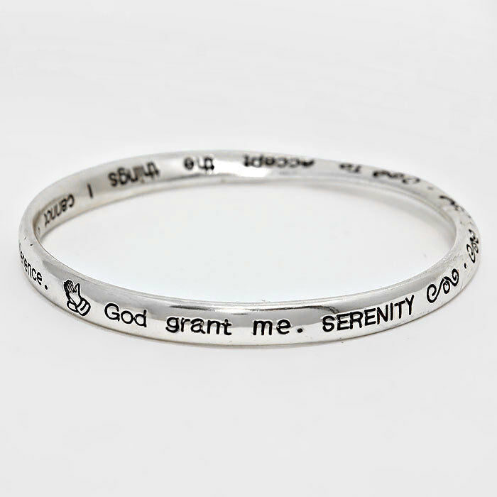 Serenity Bracelet Prayer Twisted Bangle SILVER Gift Religious AA God Grant Me - PalmTreeSky