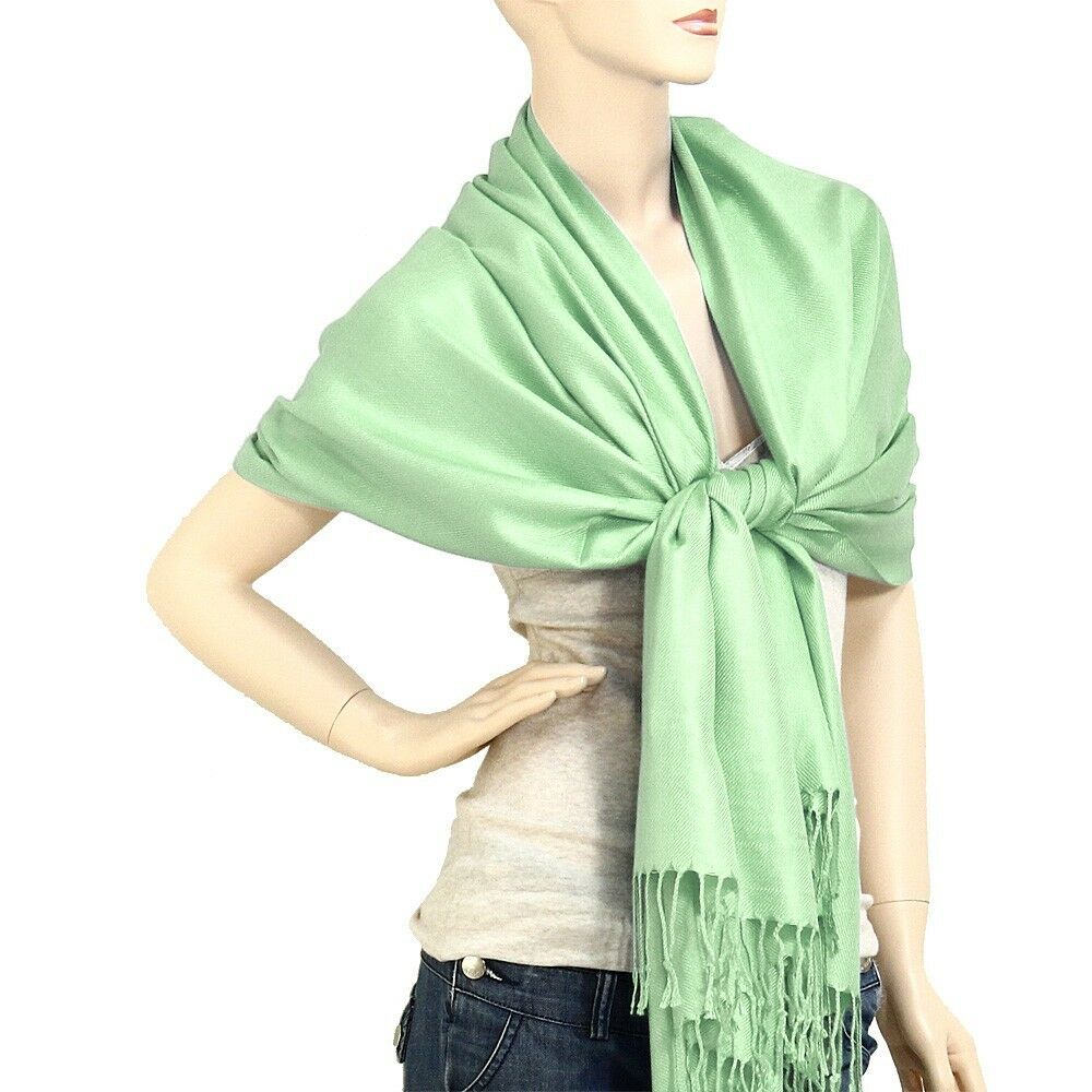 Scarf Poncho Shawl Wrap Tartan Ruana Pashmina Spring Summer Solid Mint Cover - PalmTreeSky