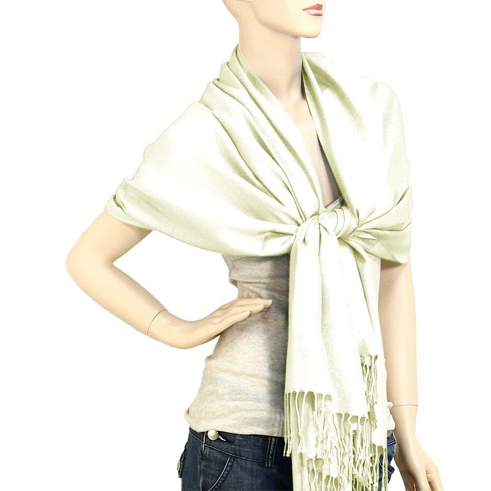 Scarf Poncho Shawl Wrap Tartan Ruana Pashmina Spring Summer Solid OffWht Cover - PalmTreeSky