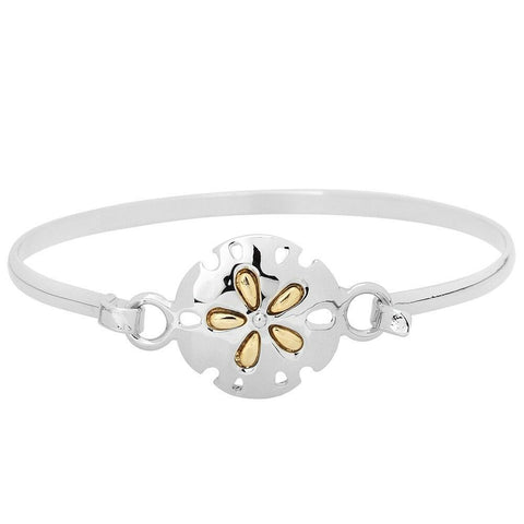 Sand Dollar Bracelet Thin Metal Hook Bangle Sealife Beach Starfish SILVER GOLD - PalmTreeSky