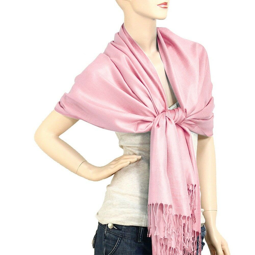 Scarf Poncho Shawl Wrap Tartan Ruana Pashmina Spring Summer Solid FeshPnk Cover - PalmTreeSky