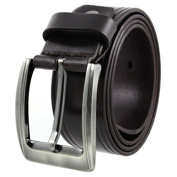 Men's Belt Full Grain Mens Men Buckle Dress 1.5"  W Adjustable Buckle BROWN 3009 - PalmTreeSky