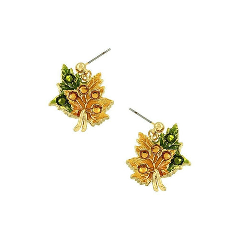 Leaf Earrings Tree of Life Stud Post 1 1/8" Drop Dangle Petal Fall Autum Foliage - PalmTreeSky