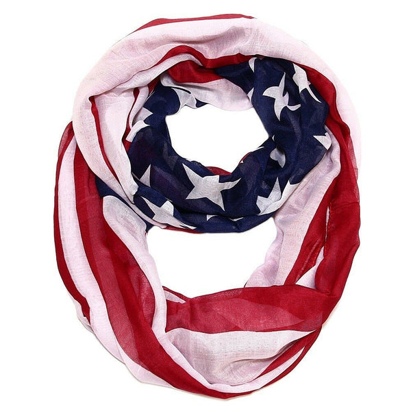 American Flag Scarf Lightweight Stars Stripes RED BLUE Circle Infinity USA - PalmTreeSky