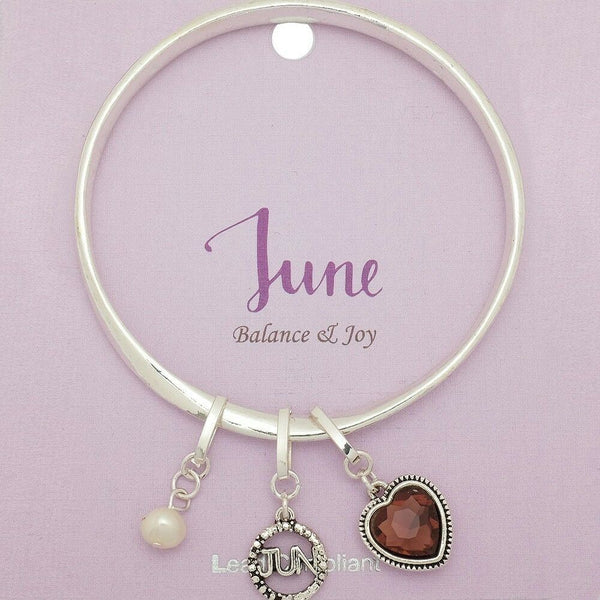 Birthstone Bracelet June Birthday Gift Inspirational Message Bangle Balance - PalmTreeSky