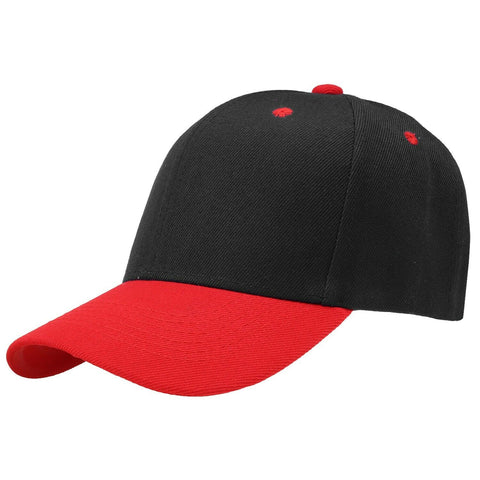 Baseball Cap Solid Plain Basic Adjustable Fitted Strap Back Unisex Hats BLACKRED - PalmTreeSky