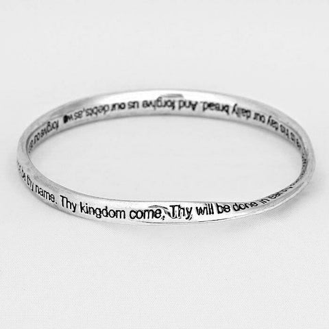 Lords Prayer Bracelet Bangle Bent Metal SILVER Faith Love Kingdom God Religious - PalmTreeSky