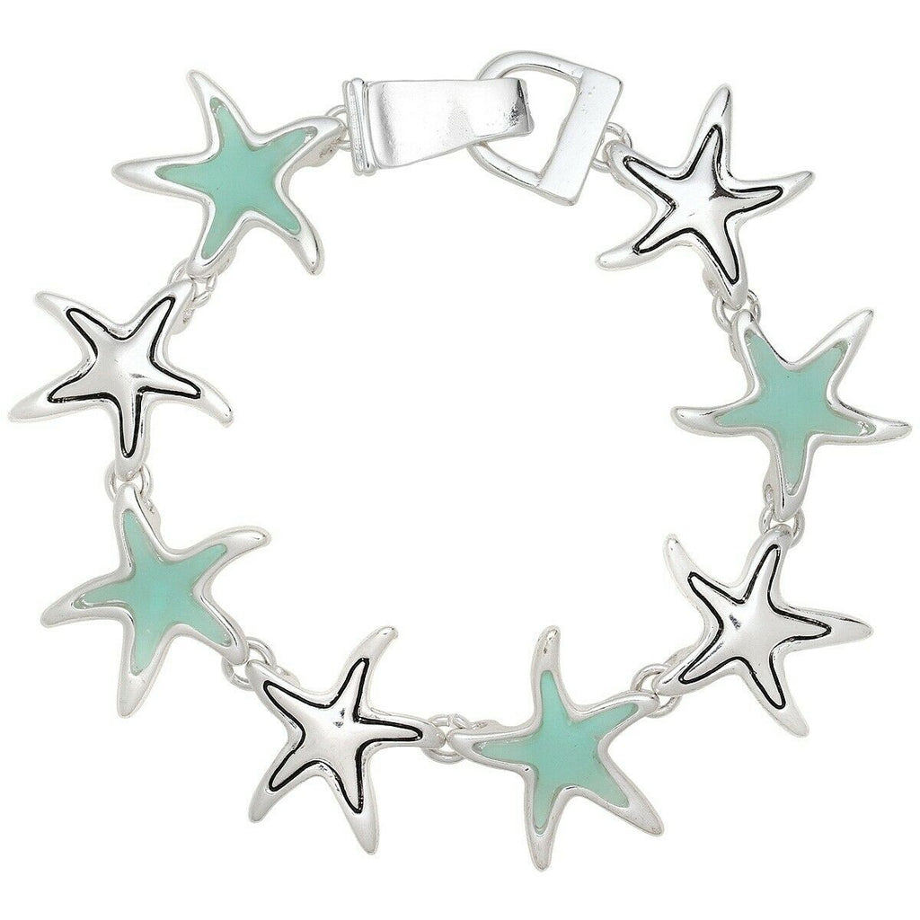 Magnetic Bracelet Starfish SILVER Nautical Beach Sand Surf Sea Glass Jewelry - PalmTreeSky