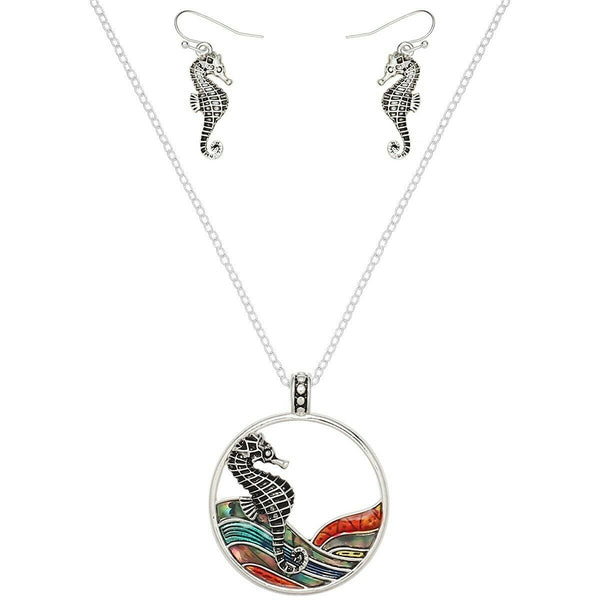 Sea Horse Necklace Pendant Charm Snake Chain Starfish Mult Enamel SILVER Jewelry - PalmTreeSky