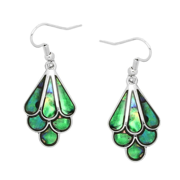 Abalone Shell Earrings Teardrop Metal SILVER Drop Sea Life Beach Jewelry Style78 - PalmTreeSky