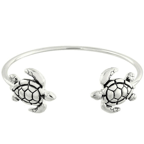 Turtle Cuff Bracelet Bangle Beach Sea Life Stackable Metal SILVER Surfer Jewelry - PalmTreeSky