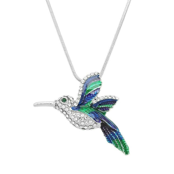 Hummingbird Necklace Charm Rhinestone Fly Bird Seed Watch 32mm SILVER Jewelry - PalmTreeSky