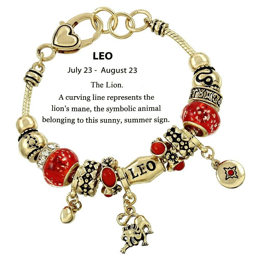 Horoscope Birthstone Bracelet Birthday Gift Leo GOLD July August Zodiac Sign - PalmTreeSky