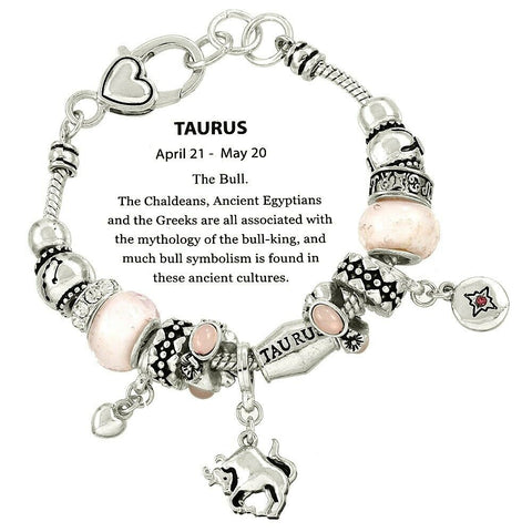 Horoscope Birthstone Bracelet Birthday Gift Taurus SILVER April May Zodiac Sign - PalmTreeSky