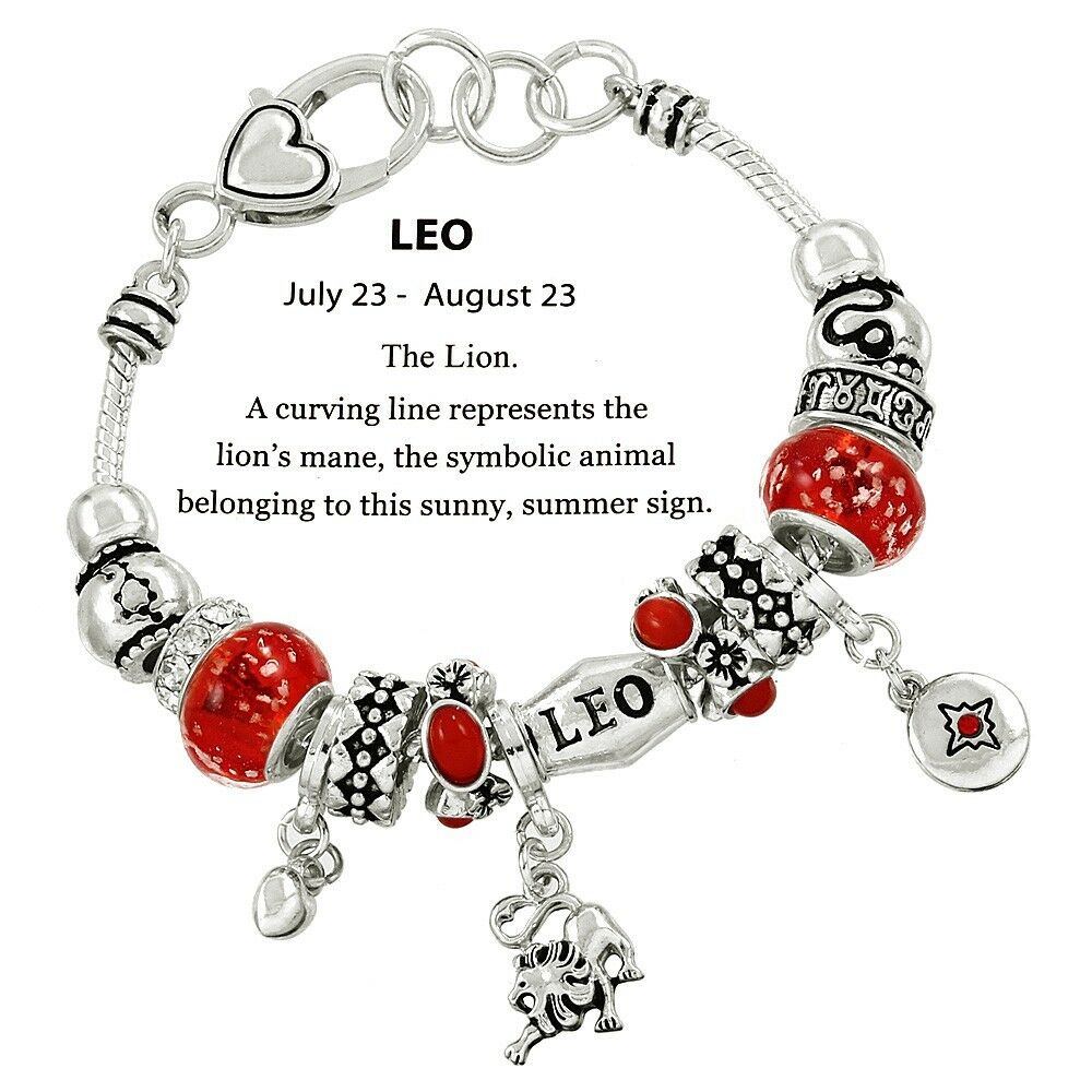 Horoscope Birthstone Bracelet Birthday Gift Leo SILVER July August Zodiac Sign - PalmTreeSky