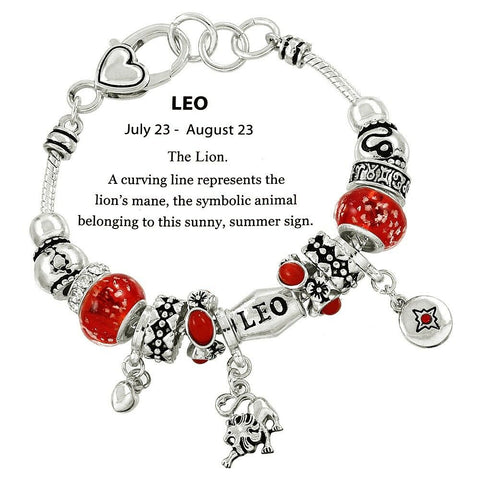 Horoscope Birthstone Bracelet Birthday Gift Leo SILVER July August Zodiac Sign - PalmTreeSky