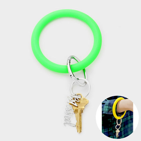 Bracelet Keychain Key Chain Silicon Band Key Ring Jewelry BLESSED GREEN Car - PalmTreeSky