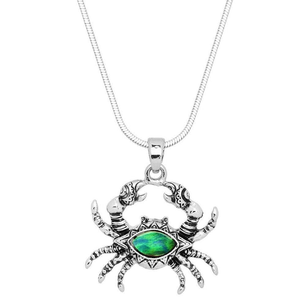 Crab Necklace Small Pendant Sea Life Sand Surfer Abalone Shell Jewelry SILVER - PalmTreeSky