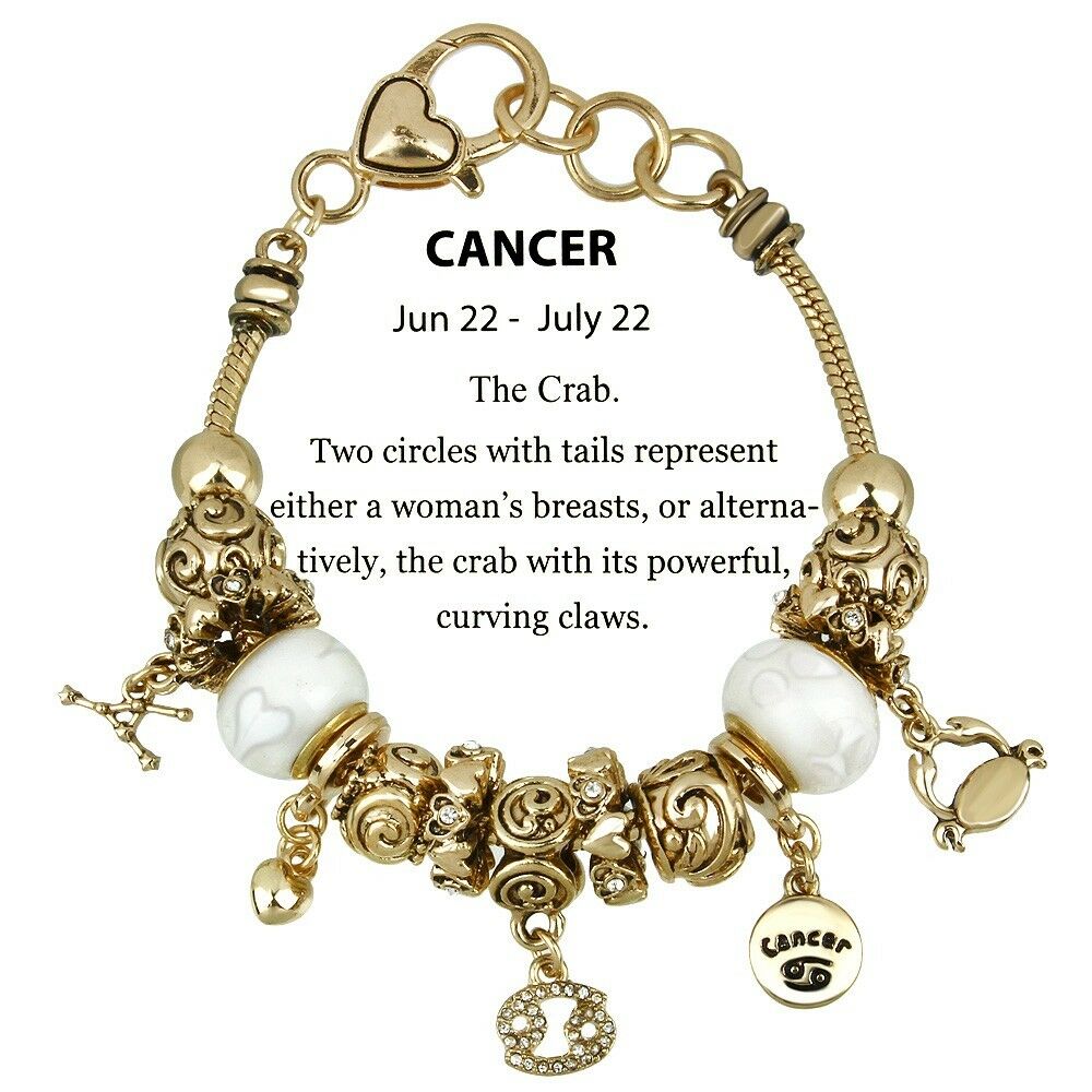 Celestial Bracelet Birthstone Birthday Gift CANCER Gold June July Zodiac Sign - PalmTreeSky