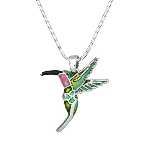 Hummingbird Necklace Charm Painted Metal Fly Bird Seed Watch 21mm SILVER Jewelry - PalmTreeSky