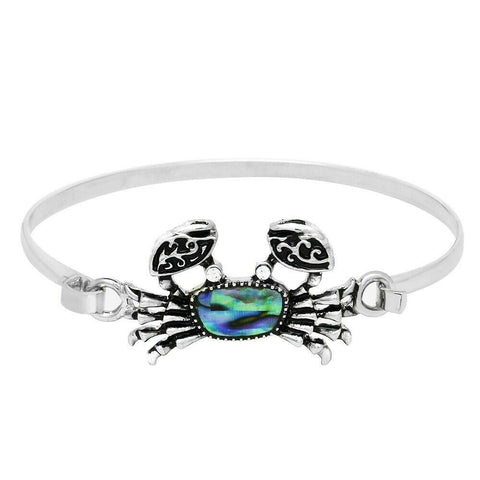 Crab Bracelet Hook Bangle Metal Shell Sea Life Claw Sand SILVER ABALONE SHELL - PalmTreeSky