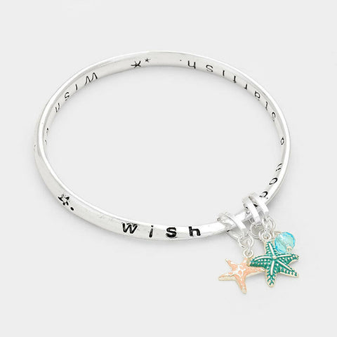 Starfish Bracelet Twisted Mobius Bangle Message Wish upon a Starfish Silver - PalmTreeSky
