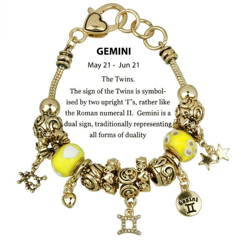 Celestial Bracelet Birthstone Birthday Gift GEMINI Gold May June Zodiac Sign - PalmTreeSky