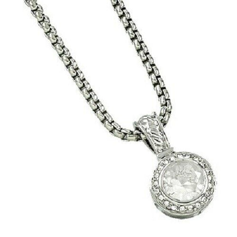 CZ Necklace Round Cubic Zirconia Rhinestone Circle Chain SILVER CLEAR Jewelry - PalmTreeSky