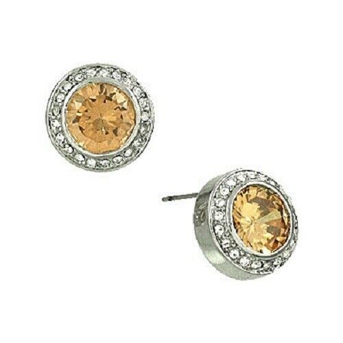 CZ Earrings Round Cubic Zirconia 1.5cm Stud Post Rhinestone SILVER TOPAZ Jewelry - PalmTreeSky