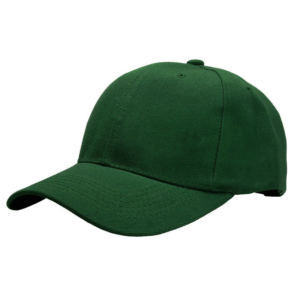 Baseball Cap Solid Plain Basic Adjustable Fitted Strap Back Unisex Hats DK GREEN - PalmTreeSky