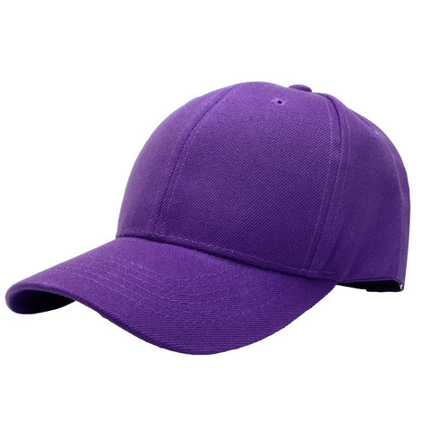 Baseball Cap Solid Plain Basic Adjustable Fitted Strap Back Unisex Hats PURPLE - PalmTreeSky