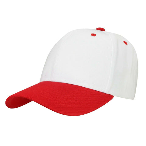 Baseball Cap Solid Plain Basic Adjustable Fitted Strap Back Unisex Hats WHITERED - PalmTreeSky