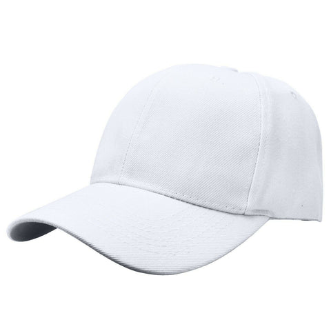 Baseball Cap Solid Plain Basic Adjustable Fitted Strap Back Unisex Hats WHITE - PalmTreeSky