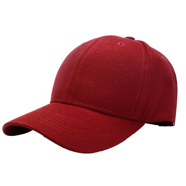 Baseball Cap Solid Plain Basic Adjustable Fitted Strap Back Unisex Hats BURGUNDY - PalmTreeSky