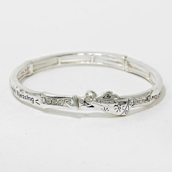 Angel Blessing Bracelet Stretch May your days be Blessed with the presence SLVR - PalmTreeSky