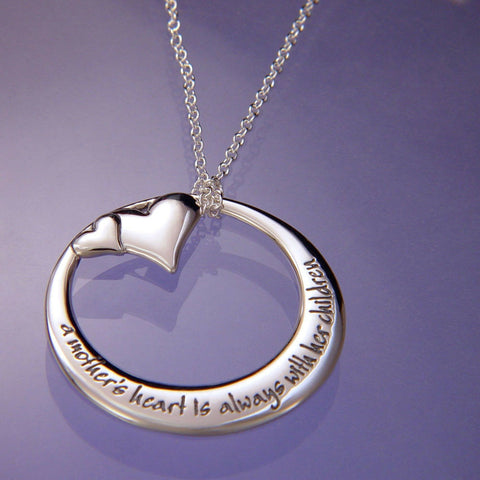 Mom Necklace Mother Heart Engraved Message Love Children STERLING SILVER 0.925 - PalmTreeSky
