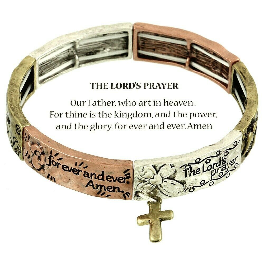 Lord's Prayer Bracelet Heart Cross Prayer Love Our Father Kingdom Glory MULTI - PalmTreeSky