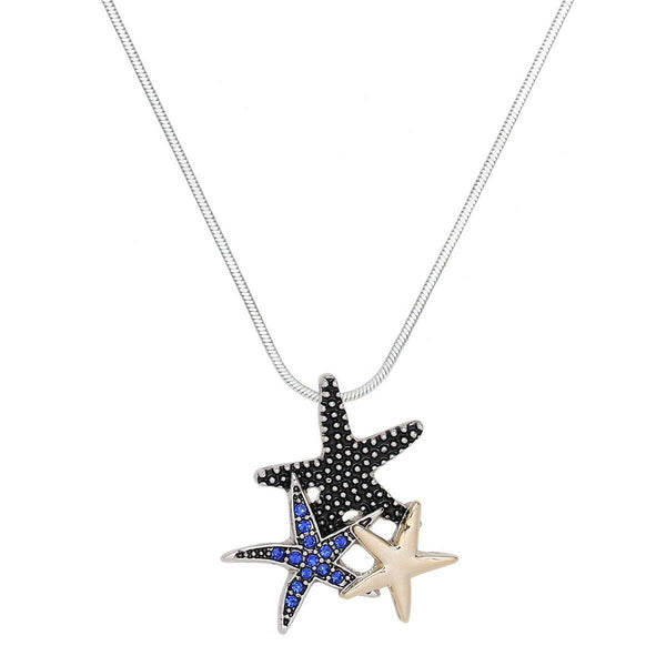 Starfish Necklace Cluster 27mm Pendant Ocean Sea Swim Surf SILVER Beach Surfer - PalmTreeSky