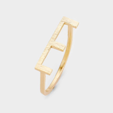 Monogram Initial Ring Block Letter E Metal SIZE 7 Thin Font .02"H GOLD Jewelry - PalmTreeSky