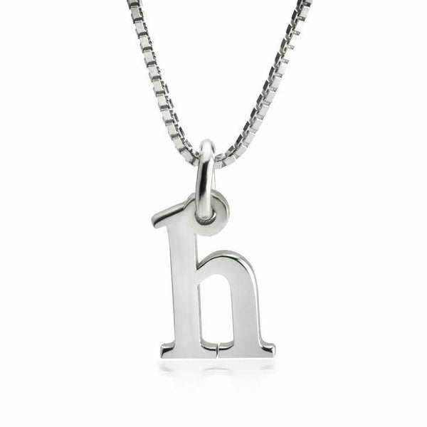 Small Initial Necklace all Letters Lower Case .4" Charm Monogram STERLING SILVER - PalmTreeSky