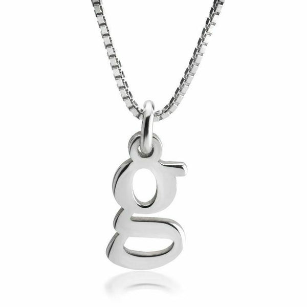 Small Initial Necklace all Letters Lower Case .4" Charm Monogram STERLING SILVER - PalmTreeSky