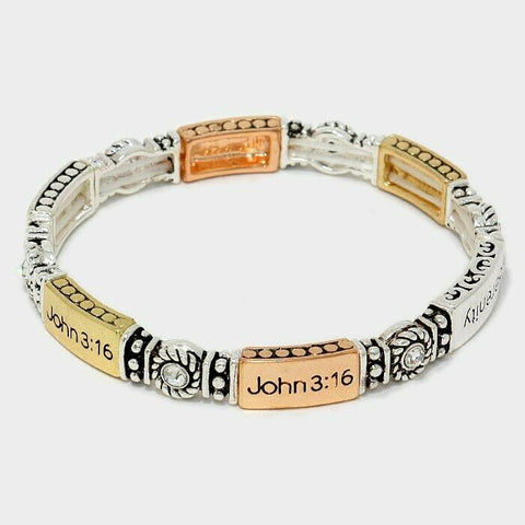 John 3:16 Bracelet Psalm Prayer Rhinestone Love Religious Cross Jewelry MULTI - PalmTreeSky