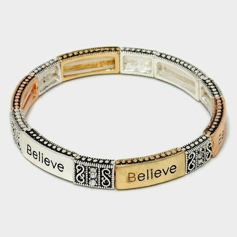 Believe Bracelet Prayer Psalm Rhinestone Religious Cross Church Jewelry MULTI - PalmTreeSky